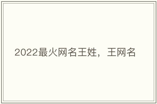 2022最火網(wǎng)名王姓，王網(wǎng)名