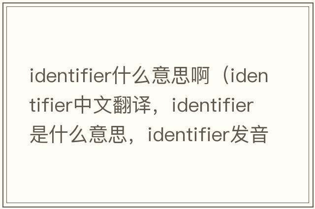 identifier什么意思?。╥dentifier中文翻譯，identifier是什么意思，identifier發(fā)音、用法及例句）
