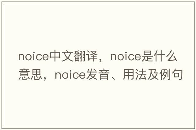 noice中文翻譯，noice是什么意思，noice發(fā)音、用法及例句