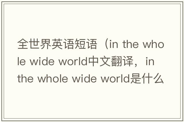 全世界英語(yǔ)短語(yǔ)（in the whole wide world中文翻譯，in the whole wide world是什么意思，in the whole wide world發(fā)音、用法及例句）