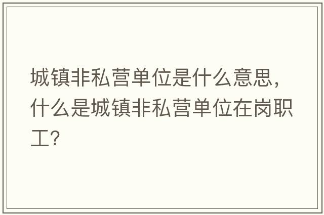 城鎮非私營(yíng)單位是什么意思，什么是城鎮非私營(yíng)單位在崗職工？