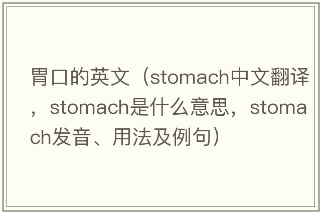 胃口的英文（stomach中文翻譯，stomach是什么意思，stomach發(fā)音、用法及例句）