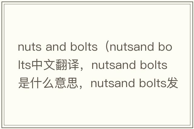 nuts and bolts（nutsand bolts中文翻譯，nutsand bolts是什么意思，nutsand bolts發(fā)音、用法及例句）