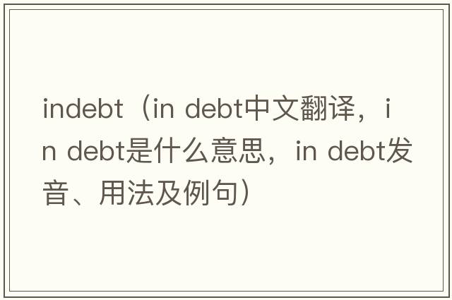 indebt（in debt中文翻譯，in debt是什么意思，in debt發(fā)音、用法及例句）