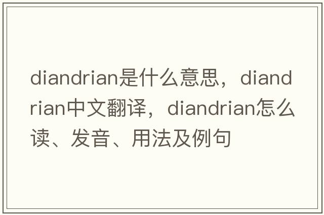 diandrian是什么意思，diandrian中文翻譯，diandrian怎么讀、發(fā)音、用法及例句