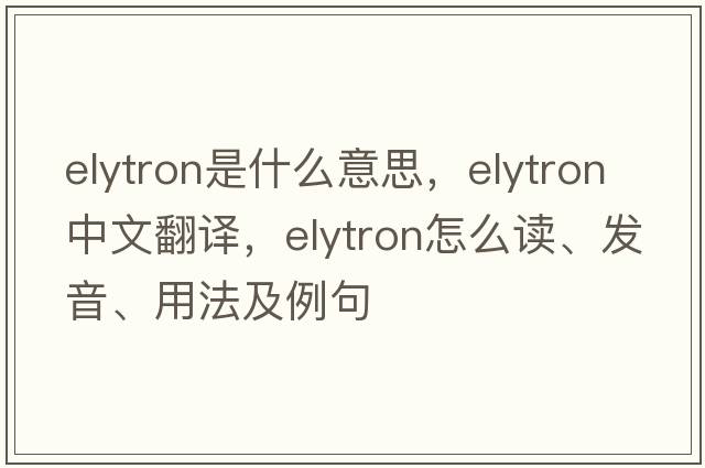 elytron是什么意思，elytron中文翻譯，elytron怎么讀、發(fā)音、用法及例句