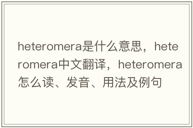 Heteromera是什么意思，Heteromera中文翻譯，Heteromera怎么讀、發(fā)音、用法及例句