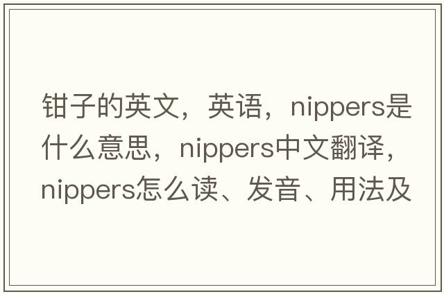 鉗子的英文，英語(yǔ)，nippers是什么意思，nippers中文翻譯，nippers怎么讀、發(fā)音、用法及例句