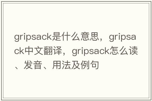 gripsack是什么意思，gripsack中文翻譯，gripsack怎么讀、發(fā)音、用法及例句