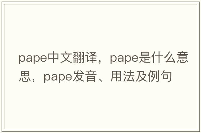 PAPE中文翻譯，PAPE是什么意思，PAPE發(fā)音、用法及例句