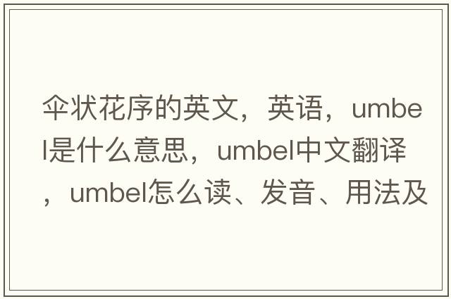 傘狀花序的英文，英語(yǔ)，umbel是什么意思，umbel中文翻譯，umbel怎么讀、發(fā)音、用法及例句
