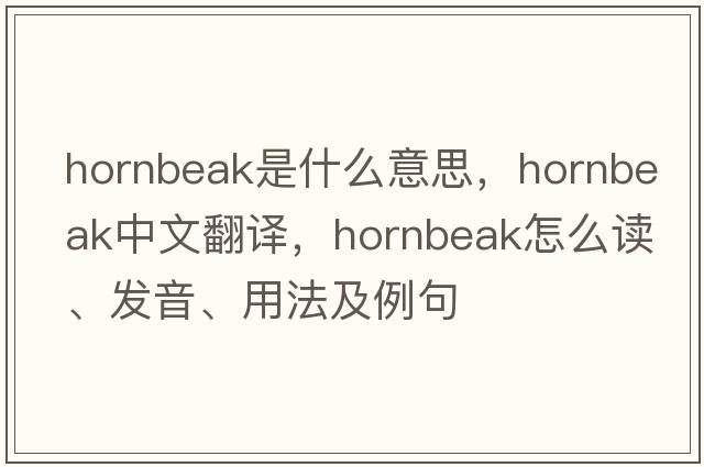 Hornbeak是什么意思，Hornbeak中文翻譯，Hornbeak怎么讀、發(fā)音、用法及例句