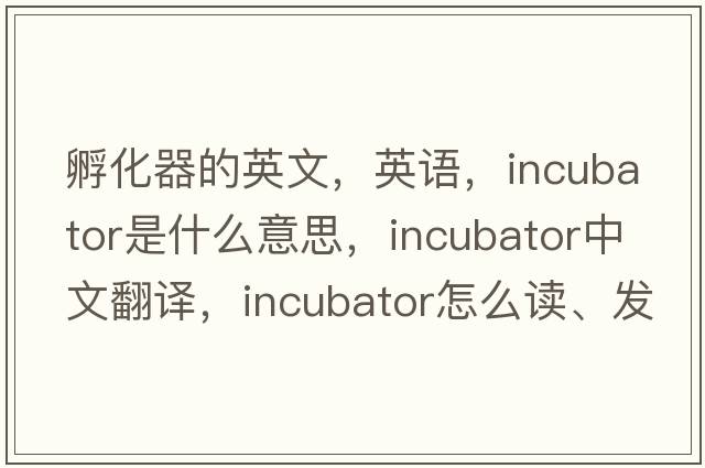 孵化器的英文，英語(yǔ)，incubator是什么意思，incubator中文翻譯，incubator怎么讀、發(fā)音、用法及例句