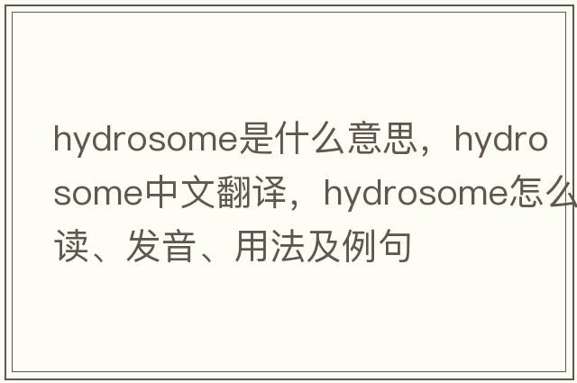 hydrosome是什么意思，hydrosome中文翻譯，hydrosome怎么讀、發(fā)音、用法及例句