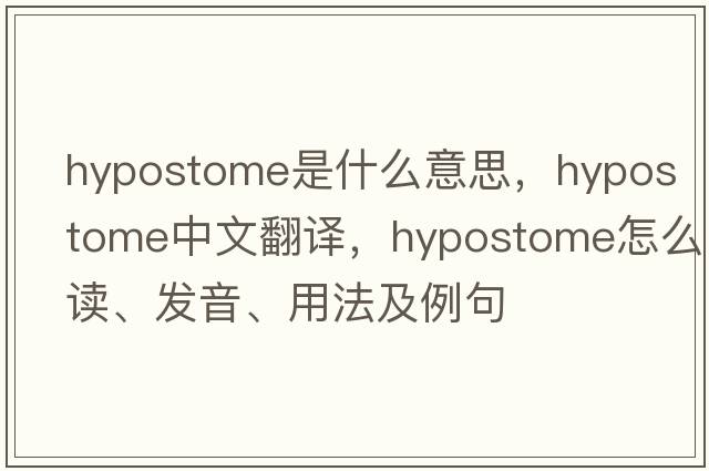 hypostome是什么意思，hypostome中文翻譯，hypostome怎么讀、發(fā)音、用法及例句