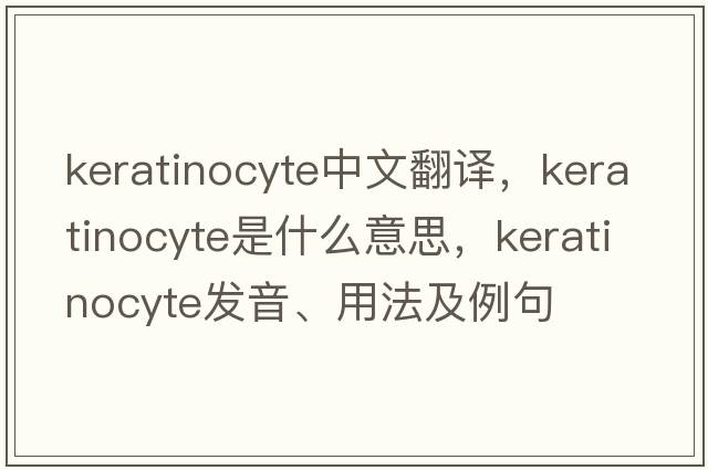 keratinocyte中文翻譯，keratinocyte是什么意思，keratinocyte發(fā)音、用法及例句