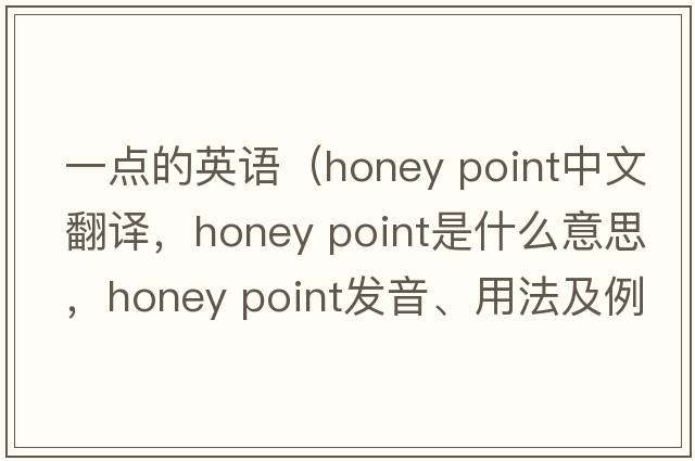 一點(diǎn)的英語(yǔ)（honey point中文翻譯，honey point是什么意思，honey point發(fā)音、用法及例句）