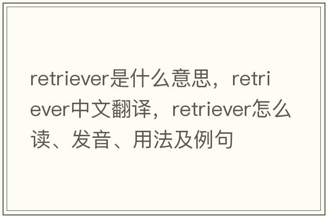 retriever是什么意思，retriever中文翻譯，retriever怎么讀、發(fā)音、用法及例句