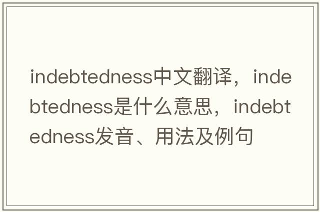indebtedness中文翻譯，indebtedness是什么意思，indebtedness發(fā)音、用法及例句