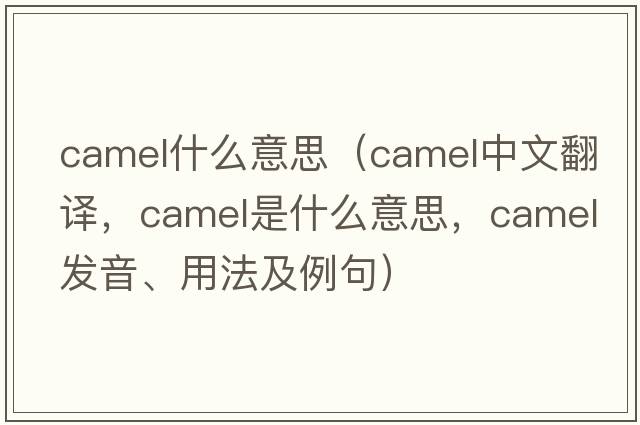 camel什么意思（camel中文翻譯，camel是什么意思，camel發(fā)音、用法及例句）
