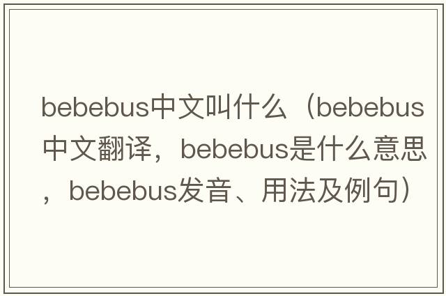 bebebus中文叫什么（bebebus中文翻譯，bebebus是什么意思，bebebus發(fā)音、用法及例句）
