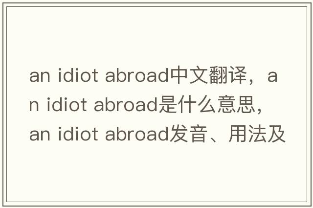 an idiot abroad中文翻譯，an idiot abroad是什么意思，an idiot abroad發(fā)音、用法及例句