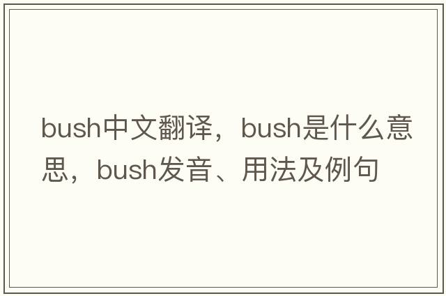 bush中文翻譯，bush是什么意思，bush發(fā)音、用法及例句