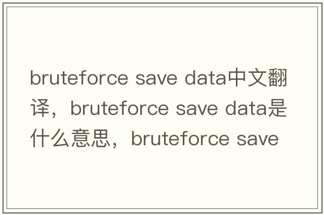 bruteforce save data中文翻譯，bruteforce save data是什么意思，bruteforce save data發(fā)音、用法及例句