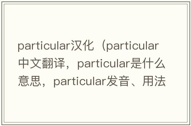 particular漢化（particular中文翻譯，particular是什么意思，particular發(fā)音、用法及例句）