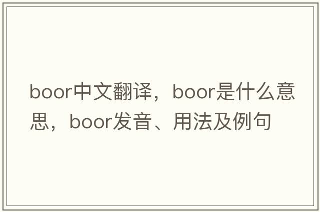 boor中文翻譯，boor是什么意思，boor發(fā)音、用法及例句