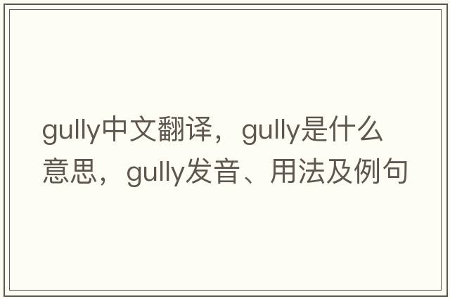 gully中文翻譯，gully是什么意思，gully發(fā)音、用法及例句