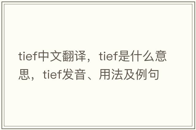 Tief中文翻譯，Tief是什么意思，Tief發(fā)音、用法及例句