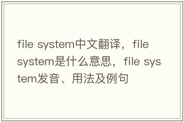 file system中文翻譯，file system是什么意思，file system發(fā)音、用法及例句