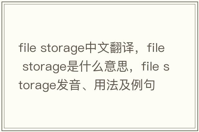 file storage中文翻譯，file storage是什么意思，file storage發(fā)音、用法及例句