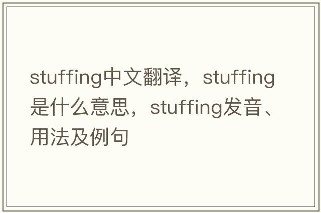 stuffing中文翻譯，stuffing是什么意思，stuffing發(fā)音、用法及例句