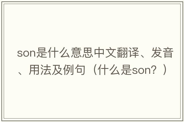 son是什么意思中文翻譯、發(fā)音、用法及例句（什么是SON？）
