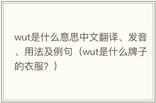 wut是什么意思中文翻譯、發(fā)音、用法及例句（wut是什么牌子的衣服？）