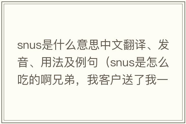 snus是什么意思中文翻譯、發(fā)音、用法及例句（SNUS是怎么吃的啊兄弟，我客戶(hù)送了我一包可是我不會(huì )吃？）