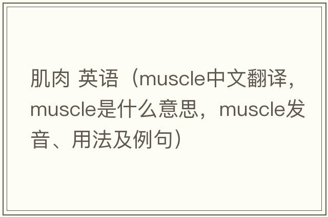 肌肉 英語(yǔ)（muscle中文翻譯，muscle是什么意思，muscle發(fā)音、用法及例句）