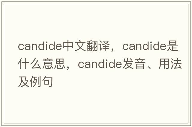 candide中文翻譯，candide是什么意思，candide發(fā)音、用法及例句