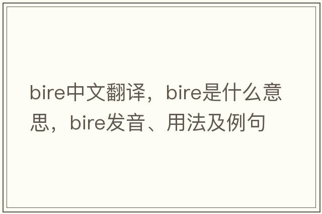 BIRE中文翻譯，BIRE是什么意思，BIRE發(fā)音、用法及例句
