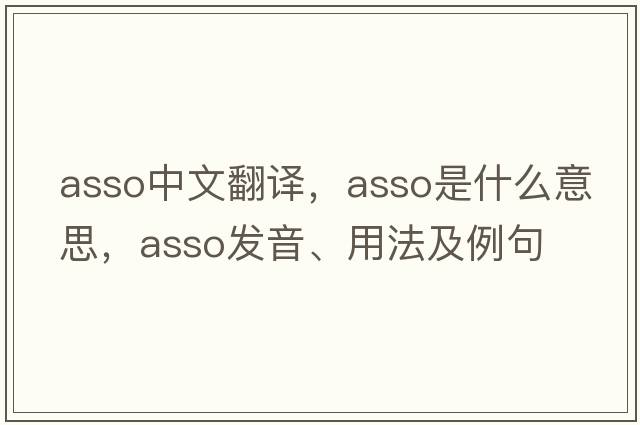 ASSO中文翻譯，ASSO是什么意思，ASSO發(fā)音、用法及例句