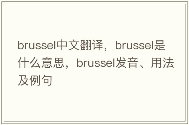 Brussel中文翻譯，Brussel是什么意思，Brussel發(fā)音、用法及例句