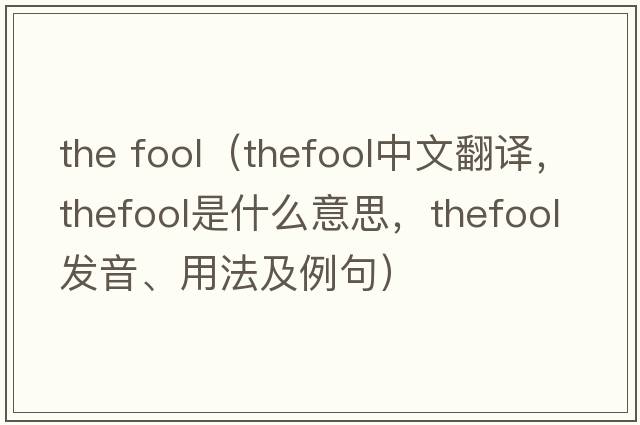 the fool（thefool中文翻譯，thefool是什么意思，thefool發(fā)音、用法及例句）
