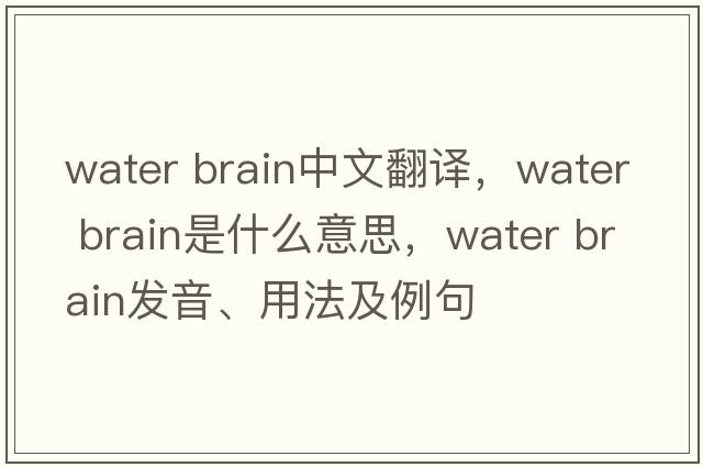 water brain中文翻譯，water brain是什么意思，water brain發(fā)音、用法及例句