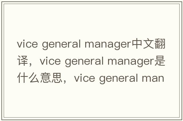 vice general manager中文翻譯，vice general manager是什么意思，vice general manager發(fā)音、用法及例句