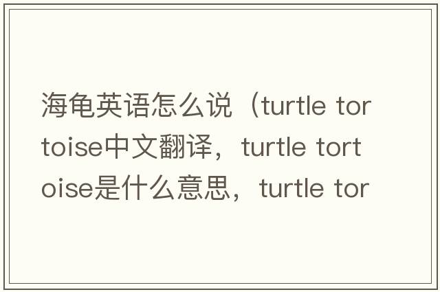 海龜英語(yǔ)怎么說(shuō)（turtle tortoise中文翻譯，turtle tortoise是什么意思，turtle tortoise發(fā)音、用法及例句）