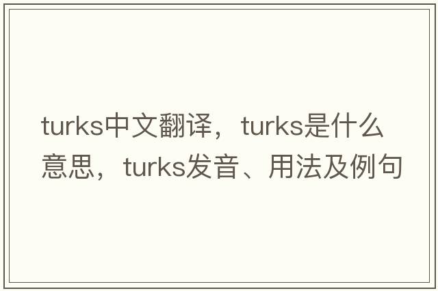 turks中文翻譯，turks是什么意思，turks發(fā)音、用法及例句