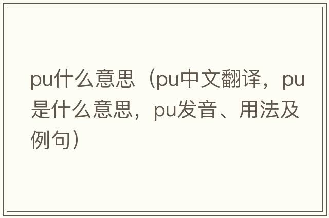 pu什么意思（pu中文翻譯，pu是什么意思，pu發(fā)音、用法及例句）