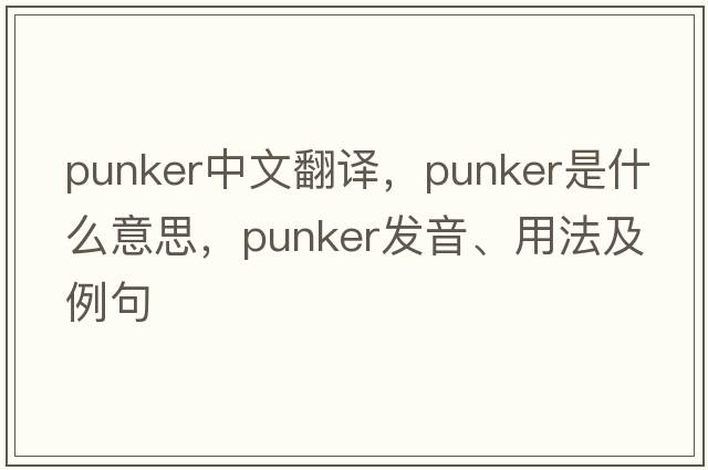 punker中文翻譯，punker是什么意思，punker發(fā)音、用法及例句
